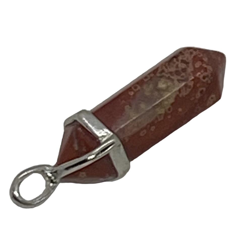 Crystal Quartz Gold Sand Pendant 1.75” Double Terminated Hexagonal Point Silver - Picture 12 of 16